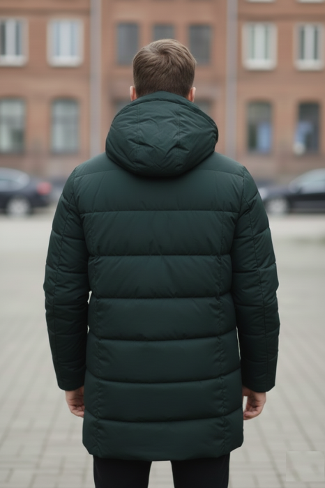 Geaca Barbati groasa de Iarna Lunga Cu Gluga Detasabila 2603 Kaki inchis [3]