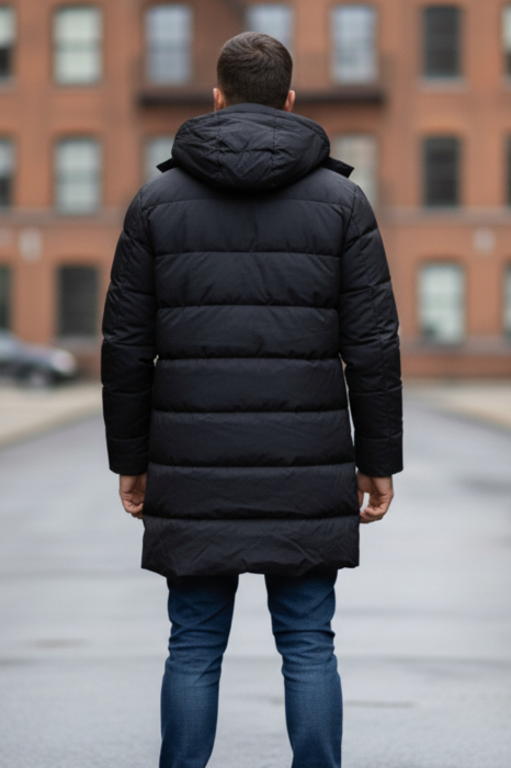 Geaca Barbati groasa de Iarna Lunga Cu Gluga Detasabila 2605 negru [2]