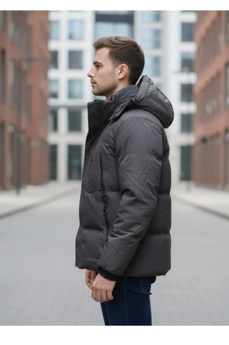 Geaca Barbati Iarna Groasa cu Gluga Detasabila kaki inchis 52036-6 [4]