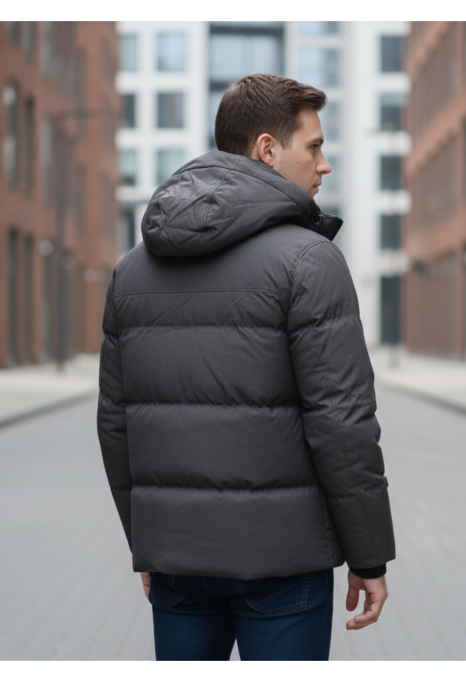 Geaca Barbati Iarna Groasa cu Gluga Detasabila kaki inchis 52036-6 [2]