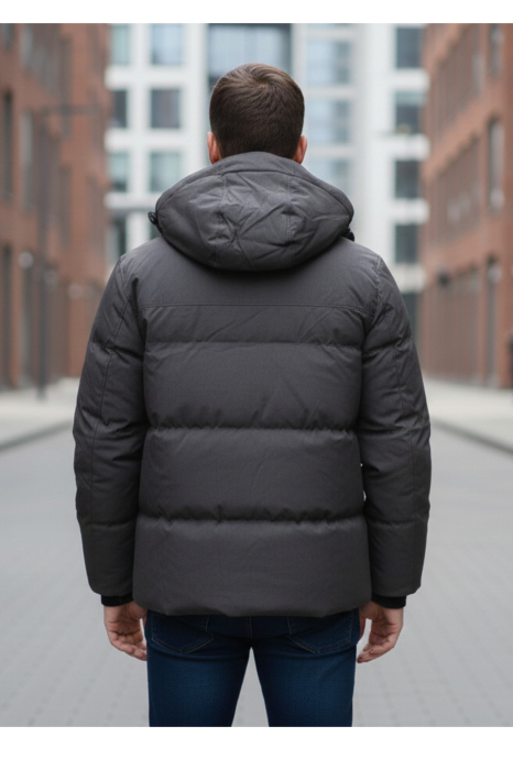 Geaca Barbati Iarna Groasa cu Gluga Detasabila kaki inchis 52036-6 [3]