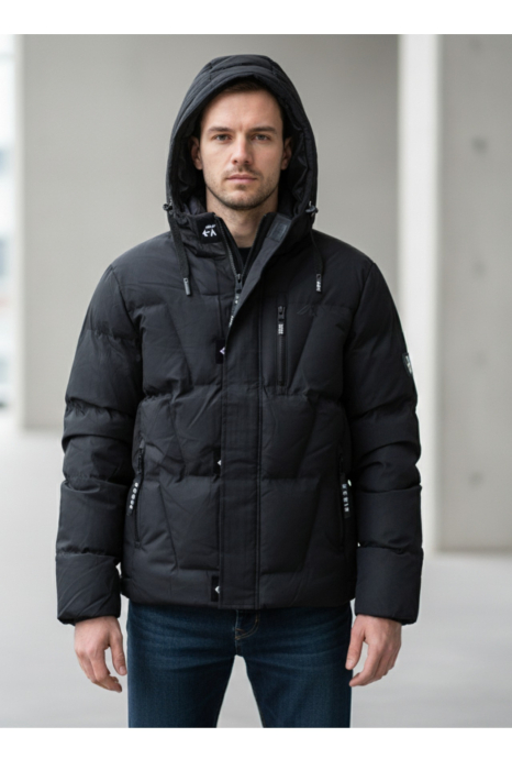 Geaca Barbati Iarna Neagra cu Gluga 8269 [4]