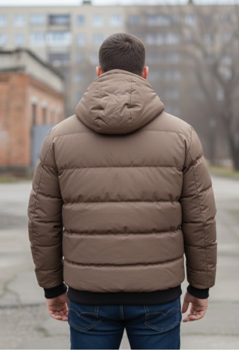 Geaca groasa Barbati marimi mari, gluga si blana detasabila, maro 8444 [2]