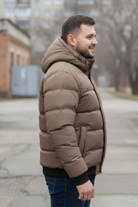 Geaca groasa Barbati marimi mari, gluga si blana detasabila, maro 8444 [3]