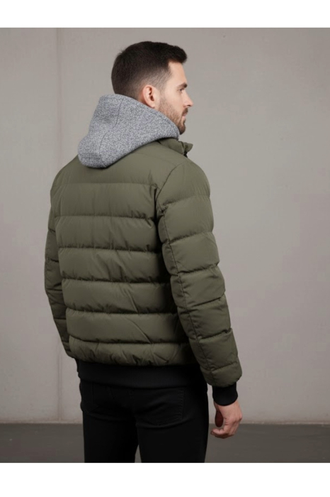 Geaca Barbati Iarna Neagra cu Gluga Detasabila 7184 kaki [2]