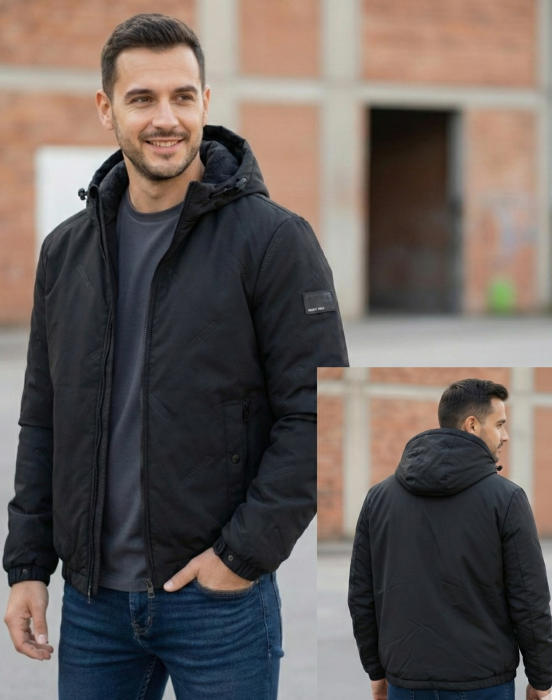 Geaca Barbati negru cu Gluga detasabila 7986 [2]