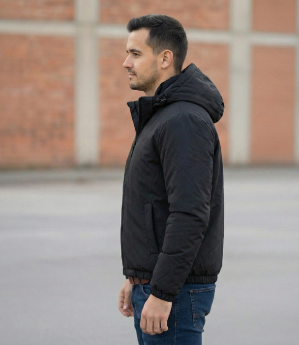 Geaca Barbati negru cu Gluga detasabila 7986 [4]