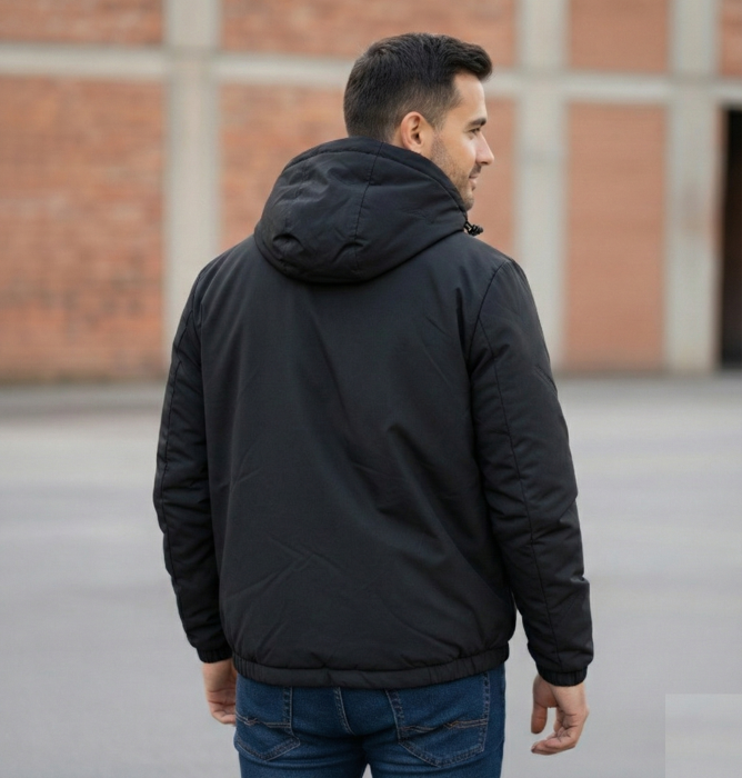 Geaca Barbati negru cu Gluga detasabila 7986 [3]