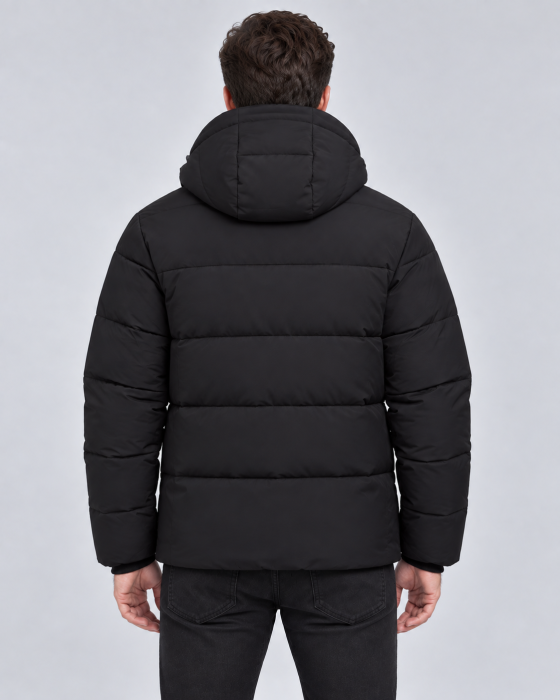 Geaca groasa barbati, anti-vant, material hidrofob, gluga si buzunare cu fermoar negru 2601 [3]