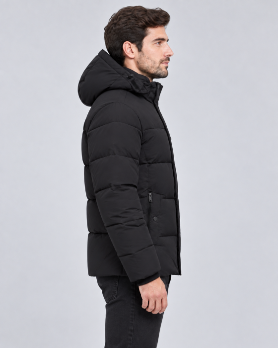 Geaca groasa barbati, anti-vant, material hidrofob, gluga si buzunare cu fermoar negru 2601 [6]