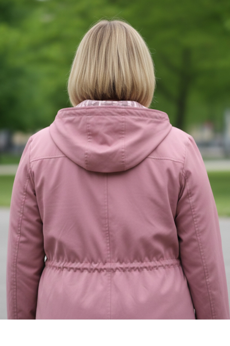 Geaca damacu gluga detasabila, buzunare cu fermoar roz prafuit 8004-4 [3]