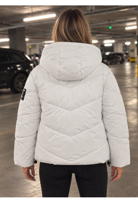 Geaca Dama Oversize cu Gluga Fixa, Croi Lejer, Rezistenta la Vant si Apa Alb unt 8815 [2]