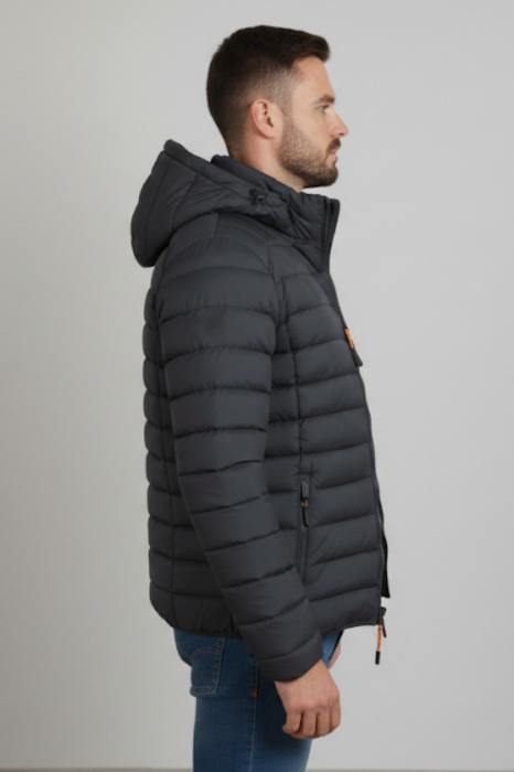 Geaca de Fas pentru Barbati cu gluga detasabila, buzunare cu fermoar negru 005 [4]