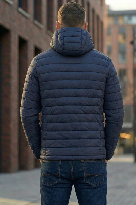 Geaca de Fas pentru Barbati cu gluga detasabila, buzunare cu fermoar bleumarin 804 [5]