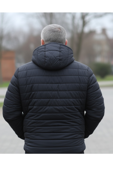 Geaca de Fas pentru Barbati marime mare, cu gluga detasabila, buzunare cu fermoar negru D719 [3]