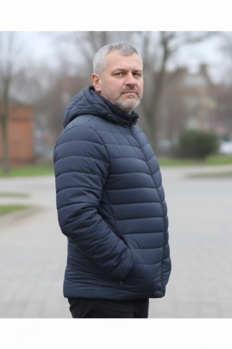 Geaca de Fas pentru Barbati marime mare, cu gluga detasabila, buzunare cu fermoar bleumarin D719 [2]