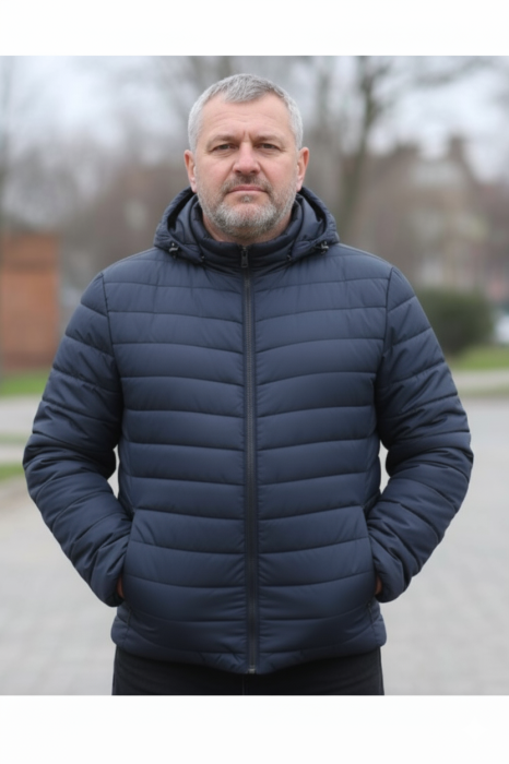 Geaca de Fas pentru Barbati marime mare, cu gluga detasabila, buzunare cu fermoar bleumarin D719 [1]