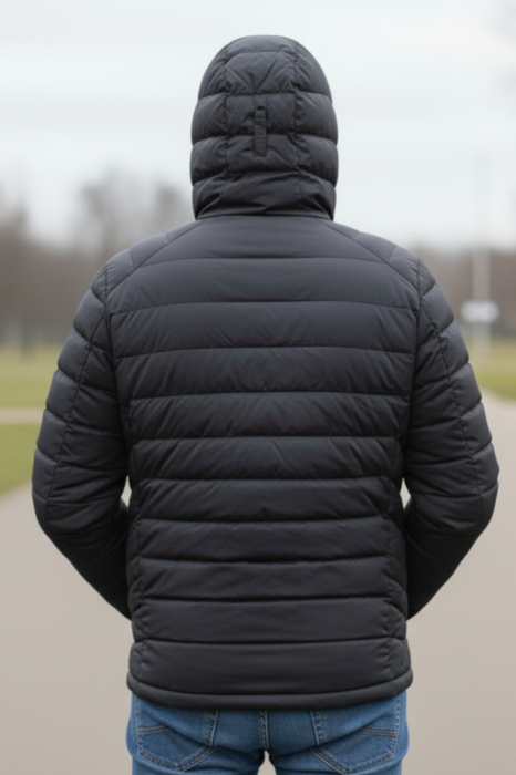 Geaca de Fas pentru Barbati marime mare, cu gluga detasabila, buzunare cu fermoar negru 008 [3]