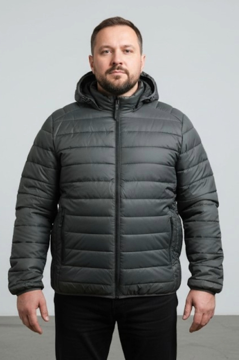 Geaca fas Matlasata Barbati marime mare, cu gluga detasabila, buzunare cu fermoar kaki F07 [1]
