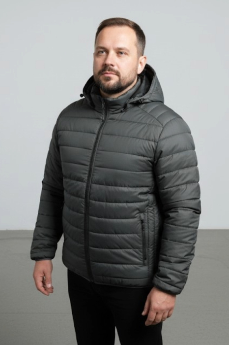 Geaca fas Matlasata Barbati marime mare, cu gluga detasabila, buzunare cu fermoar kaki F07 [5]