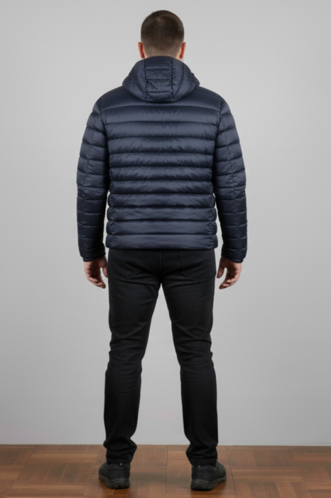 Geaca fas Matlasata Barbati marime mare, cu gluga detasabila, buzunare cu fermoar bleumarin F07 [3]