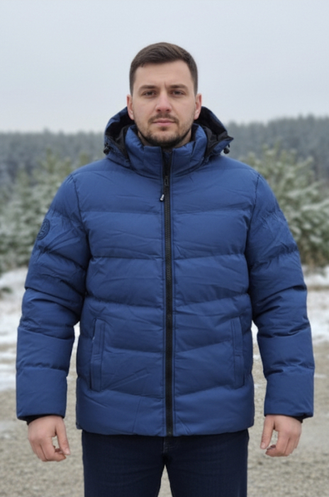 Geaca groasa de barbati, cu gluga detasabila, albastru 7961-2 [1]