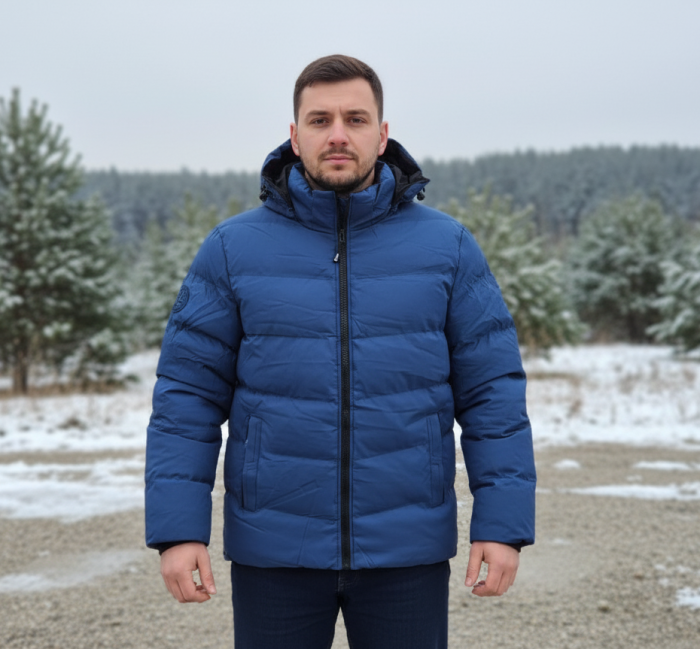 Geaca groasa de barbati, cu gluga detasabila, albastru 7961-2 [4]