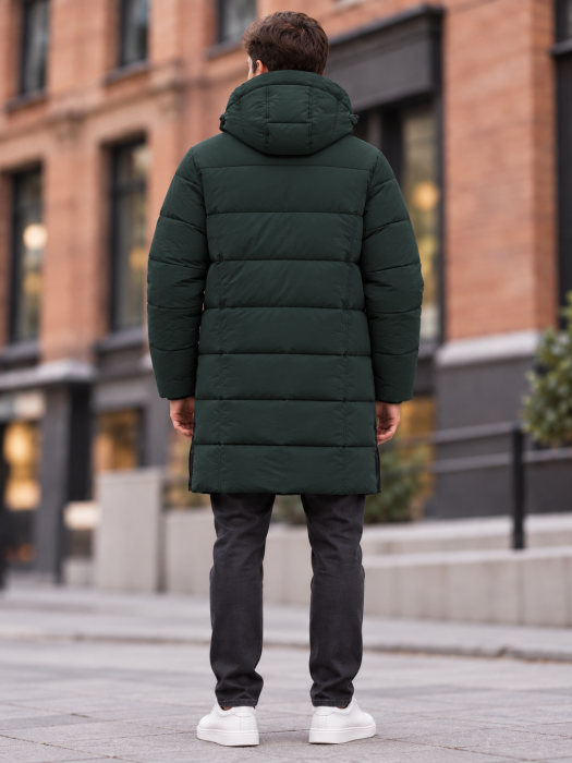 Geaca Lunga Parka Groasa Barbati Impermeabila si Anti-Vant cu Gluga Kaki 2605 [4]