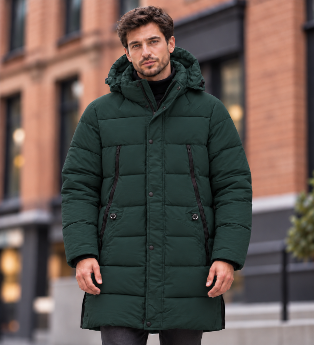 Geaca Lunga Parka Groasa Barbati Impermeabila si Anti-Vant cu Gluga Kaki 2605 [5]