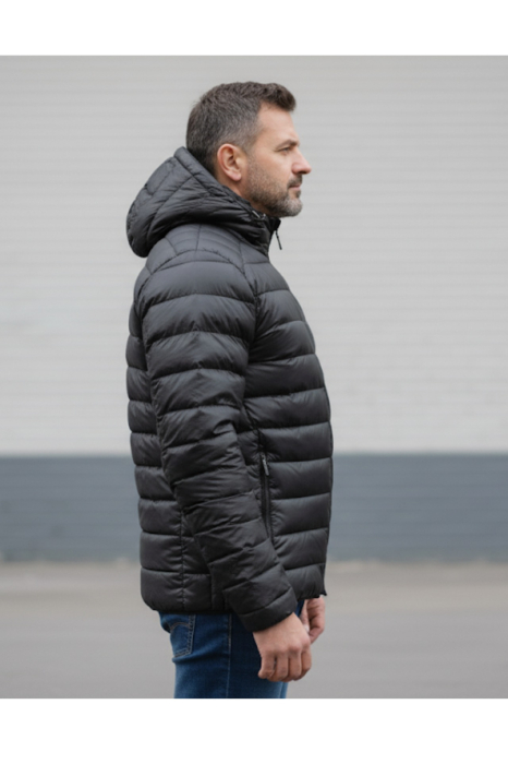 Geaca fas Matlasata Barbati marime mare, cu gluga detasabila, buzunare cu fermoar negru F07 [3]