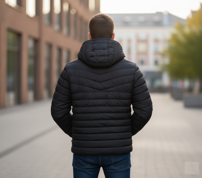 Geaca de Fas pentru Barbati cu gluga detasabila, buzunare cu fermoar negru G803 [2]