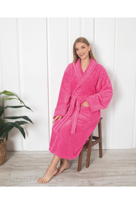 Halat dama, cocolino soft-polar, pufos, cu cordon, roz 9013 [2]