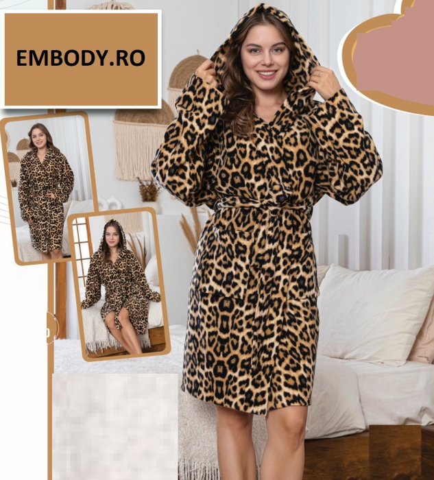 Capot Halat dama cocolino soft-polar, pufos, imprimeu animal print maro 200 [2]