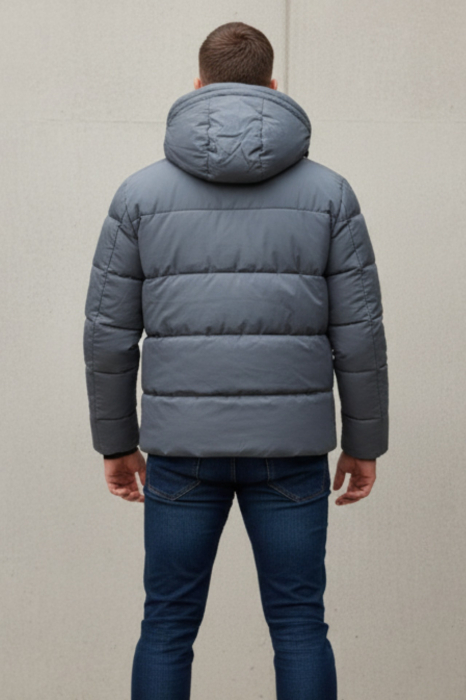 Geaca groasa de iarna pentru barbati, cu gluga detasabila 2601 gri [3]