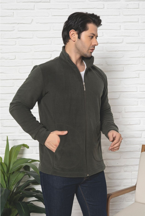 Jacheta tip Hanorac Polar pentru Barbati, cu Fermoar si buzunare 1027 KAKI [2]