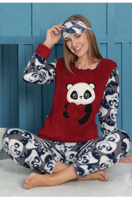 Pijama dama cocolino, pufoasa cu imprimeu Ursulet panda [1]