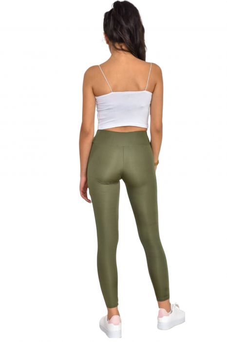 Colanti dama fitness lycra, talie inalta, elastici, Verde forest [3]