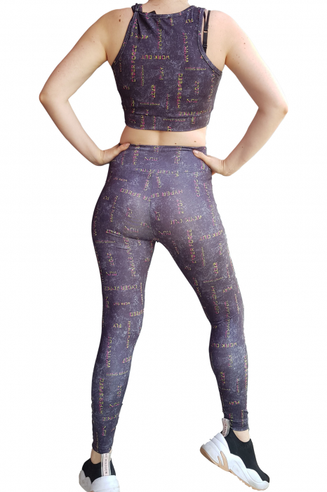 Compleu fitness dama, 2 piese, Embody fit, modelator, bustiera si pantalon, Gri Platinium [7]