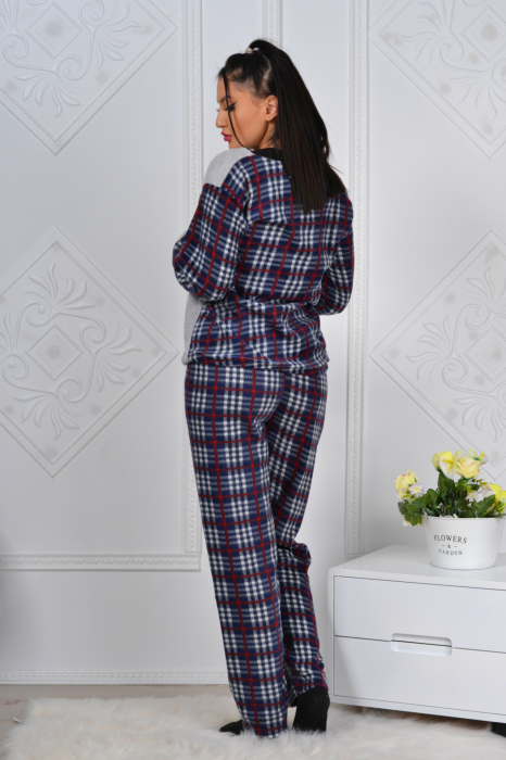 Pijama dama, cocolino pufoasa cu imprimeu Love, Gri [2]