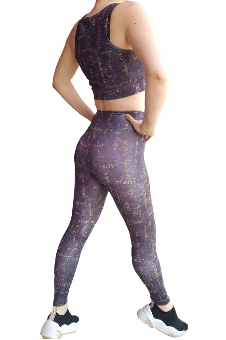 Compleu fitness dama, 2 piese, Embody fit, modelator, bustiera si pantalon, Gri Platinium [2]