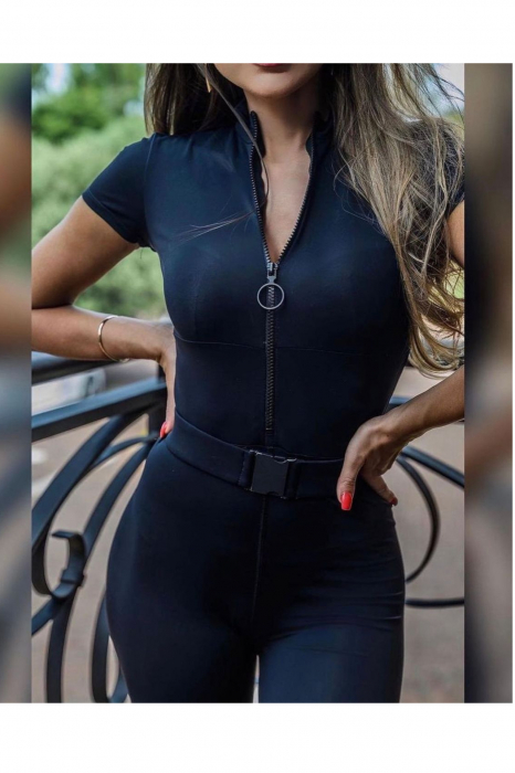 Salopeta sport dama, lycra  cu maneci scurte, negru [5]