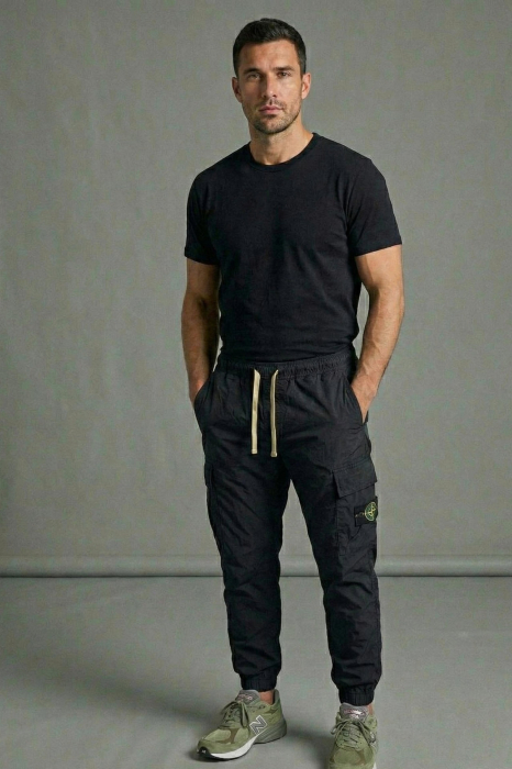 Pantaloni fas Cargo Jogger pentru Barbati - Negru- Cu Buzunare Laterale si Talie Elastica 7793 [3]