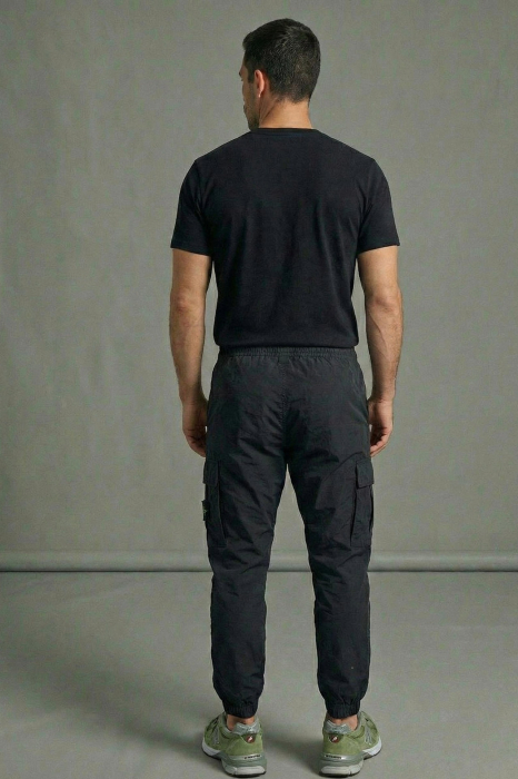 Pantaloni fas Cargo Jogger pentru Barbati - Negru- Cu Buzunare Laterale si Talie Elastica 7793 [2]