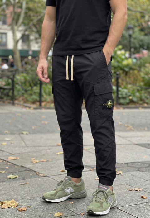 Pantaloni fas Cargo Jogger pentru Barbati - Negru- Cu Buzunare Laterale si Talie Elastica 7793 [4]