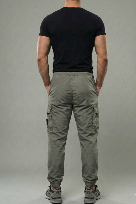 Pantaloni fas Cargo Jogger pentru Barbati - Gri- Cu Buzunare Laterale si Talie Elastica 7793 [3]
