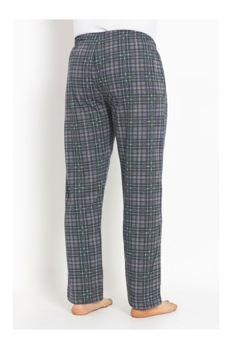 Pantaloni de Pijama Barbati din Bumbac,  Carouri, Talie Elastica, buzunare si snur Gri [2]