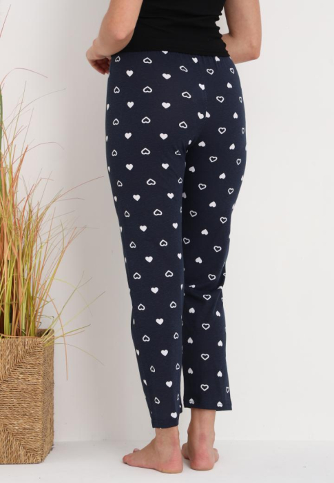 Pantaloni de Pijama Dama Bumbac inimioare bleumarin 202 [6]