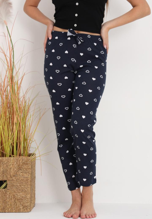 Pantaloni de Pijama Dama Bumbac inimioare bleumarin 202 [5]