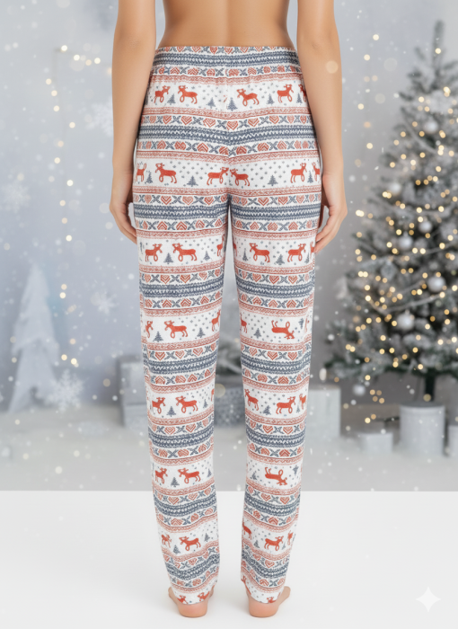 Pantaloni de Pijama Dama din Bumbac cu Imprimeu de Craciun 8320 [3]