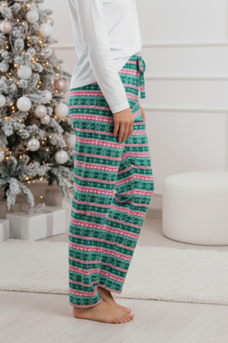 Pantaloni de Pijama Dama din Bumbac cu Imprimeu de Craciun 8321 [3]